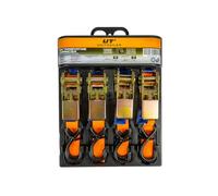 Lot de Sangles de Transport - 4 m × 25 mm × 0,68 T - Sangles Orange avec Tendeur pour Arrimage de Charges Légères