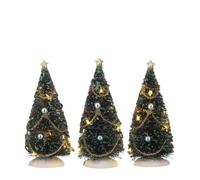 Lot de Sapin miniature avec lumieres pour village de Noël - 3 pièces - H15 cm - Multicolor - LuVille