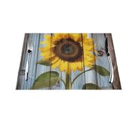 Lot de sets de table en PVC imprimé tournesol sur vieux panneau de bois, 45 x 30 cm, résistants à la chaleur, pour table de salle à manger, cuisine, fêtes