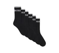 Hugo Boss Chaussettes 6P QS Stripe CC – Lot 6 courtes côtelées coton mélangé – Gris/Noir/Blanc 43-46