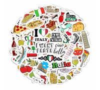 Lot de stickers italiens - Autocollants de scrapbooking - Imperméables - Idéaux comme cadeau - Motif drapeau italien - Idéaux comme décoration pour ordinateur portable et coque de téléphone
