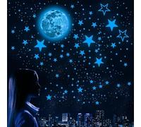 Lot de stickers muraux phosphorescents étoiles lune planète pour chambre d'enfant, chambre d'enfant, plafond, art mural