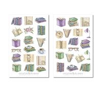 Lot de stickers pour livres - Autocollants, journal, planificateur, lecture, fleurs, fleurs, rat de bibliothèque, violet, vert, vintage