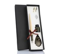 Lot de stylos à plume vintage en bois avec support et pointe remplaçable pour l'écriture artistique, le dessin, la signature
