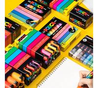 Lot de stylos marqueurs de peinture UNI POSCA NOUVEL EMBALLAGE PC-1M 3M 5M Couleurs à base d'eau Permanent Stylo acrylique Fournitures d'art graffiti Décoration de chambre, décoration de festival, déc