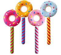 Lot de sucettes gonflables en forme de donuts, 4PCS Donut sucettes sucette gonflable, décorations de fête d'anniversaire de beignet, Pour fêtes sur thème des bonbons, Fête de l'été à piscine