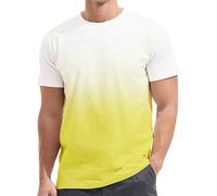 Lot de t-shirts décontractés à manches courtes pour homme - Couleur unie - Dégradé, jaune, M