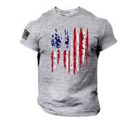 Lot de t-shirts d'été décontractés à manches courtes pour homme, motif drapeau américain, ensemble de gym, doux, respirant, essentiel actif, gris, S