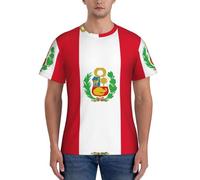 Lot de t-shirts imprimés drapeau du Pérou, T-shirts en polyester frais et respirants, maillots de corps restés rentrés pour homme