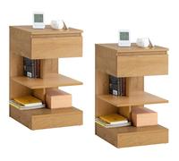 Lot de tables de chevet - SOBUY - 1 tiroir - 2 étagères - 39x39x65 cm - Bois clair - Charge max 35 kg - Montage facile