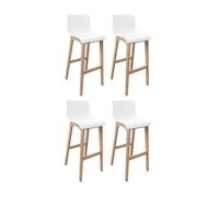 Lot de tabourets de bar TANNA en chêne et assise plastique blanche 75cm