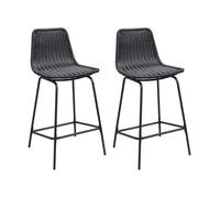 Lot de tabourets d'ilot et bar BALI en métal et assise en rotin 65cm