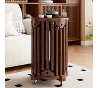 Lot de tabourets empilables ronds de 15,2 à 45,7 cm avec roulettes pour salon, cuisine, chambre à coucher ou balcon - Table basse gigogne en bois