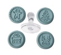 Lot de tampons à biscuits de Noël, Presse à biscuits de Noël | Moule à biscuits de Noël en silicone avec 4 motifs | Élan de qualité alimentaire, boîte, arbres de Noël, moules pour g
