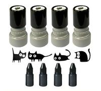 Lot de tampons ronds auto-encreurs 2026 motif chat - Mini tampons rétro réutilisables pour scrapbooking, journal, fabrication de cartes, lettres