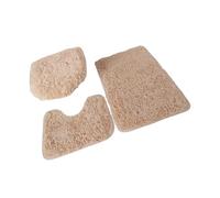 Lot de Tapis de Bain 3 Pieces Bathroom Rug Set Bath Mat Toilet Lid Cover U Shape Soft Floor for Shower Laundry Room Kitchen(Light Brown)