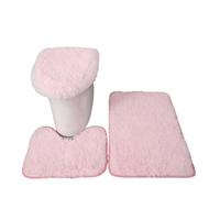 Lot de Tapis de Bain 3Pcs Bathroom Rug Set Bath Plush Contour Mat Toilet Lid Cover Machine Washable Super Soft Microfiber Non Slip Door Carpet(Color5)