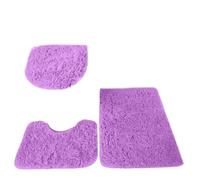 Lot de Tapis de Bain 3pcs Bathroom Set Rug Toilet Lid Cover Plain Solid Color Bathmats Rugs Kit Non-Slip Fluffy Home Carpets for(Purple)