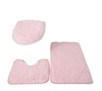 Lot de Tapis de Bain 3pcs Bathroom Set Rug Toilet Lid Cover Plain Solid Color Bathmats Rugs Kit Non-Slip Fluffy Home Carpets for(Pink)