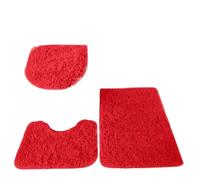 Lot de Tapis de Bain 3pcs Bathroom Set Rug Toilet Lid Cover Plain Solid Color Bathmats Rugs Kit Non-Slip Fluffy Home Carpets for(Red)
