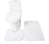 Lot de Tapis de Bain 3pcs/Set Solid Color Bathroom Mat Set Fluffy Hairs Bath Carpets Modern Toilet Lid Cover Rugs Kit Rectangle 50 * 80 50 * 40 45 * 50cm(White Set)