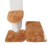Lot de Tapis de Bain 3pcs/Set Solid Color Bathroom Mat Set Fluffy Hairs Bath Carpets Modern Toilet Lid Cover Rugs Kit Rectangle 50 * 80 50 * 40 45 * 50cm(Khaki Set)