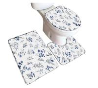 Lot de Tapis de Bain Floral Bath Mat Set Plant Home Carpet Bathroom Decor Floor Rugs Toilet Cover(Color5-3pcs Set)