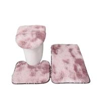 Lot de Tapis de Bain Solid Color Bathroom Mat Set Fluffy Bath Carpets Toilet Lid Cover Rug Kit Rectangle Versatile Non-Slip(Pink Purple)