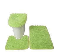 Lot de Tapis de Bain Solid Color Bathroom Mat Set Fluffy Bath Carpets Toilet Lid Cover Rug Kit Rectangle Versatile Non-Slip(Green)