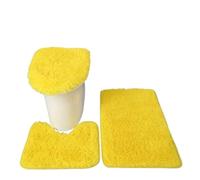 Lot de Tapis de Bain Solid Color Bathroom Mat Set Fluffy Bath Carpets Toilet Lid Cover Rug Kit Rectangle Versatile Non-Slip(Yellow)
