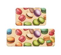 Lot de tapis de cuisine pour sol et cuisine Motif macaron Biscuit Pour divers espaces intérieurs et extérieurs