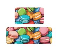 Lot de tapis de cuisine pour sol et cuisine Motif macaron Biscuit Pour divers espaces intérieurs et extérieurs