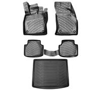 Lot de tapis de sol en caoutchouc 3D et bac de coffre, pour VW Tiguan II, année de construction 2016-2020, bord extra haut de 5 cm, pour toutes saisons, en TPE, sans odeur, antidérapant, accessoires