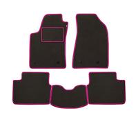 Lot de Tapis fabriqués pour Renault Laguna SPORTOUR de 2007 à 2016 en Moquette de Velours Couleur Gris Bord Fuchsia