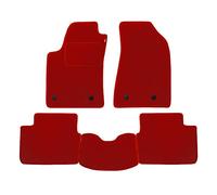 Lot de Tapis fabriqués pour Renault Megane Berline à partir de l'année 2015 en Moquette Tissu de Velours Lavable en Couleur Rouge