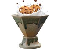 Lot de tasses à café en grès avec entonnoir polyvalent de style rétro - 170 ml - Ensemble de tasses et soucoupes innovantes en grès pour café, milkshake, cappuccino, latte, sake, yaourt
