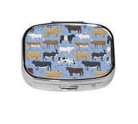 Lot de taureaux et vaches animaux de la ferme, bovins, mammifères, 2 compartiments, organiseur portable, boîte à pilules rectangulaire Meta portable 2517 compartiments