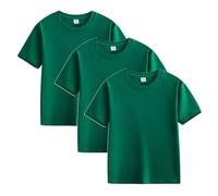 Lot de Tee Shirt Enfant, Basique Hauts Coton d'été Unie Col Rond à Manches Courte, Chemise Décontractée Noir Blanc Vert Rose, Lot de 3/5 Tshirts Fille Garcon Ado 2-12 Ans