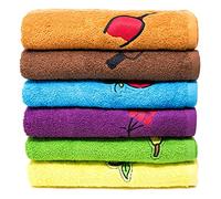 Lot de Torchons Cuisine Coton Vaisselle | 12 x Chiffon Cuisine Multicolore | Torchon Cuisine 100% Coton Éponge Résistant | 50x50 | Lavable en Machine | Absorbant et Doux | Broderie Macédoine