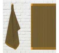 Lot De Torchons De Cuisine Coton Kent Anthracite Et Jaune, Par Soleil D'ocre