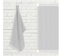 Lot de torchons de cuisine coton KENT blanc et gris, par Soleil d'ocre