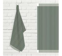 Soleil d'ocre Lot de torchons de Cuisine Coton Kent Vert et Blanc