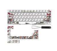 Lot de touches de clavier mécanique personnalisables pour Qwertz Azerty 61 64 67 68 Motif fleurs de prunier allemand français Espagne
