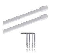 Lot de tringles pour vitrage, Acier inoxydable, weiß - perlweiß, 60 - 90 cm