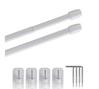 Lot de tringles pour vitrage, Acier inoxydable, weiß - perlweiß, 60 - 90 cm + 4er Klebehaken