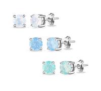 Lot de trois boucles d'oreilles en opale créées avec des cristaux Zircondia®