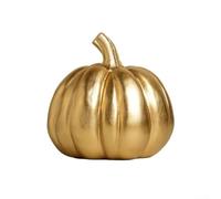 Lot de trois décorations en résine en forme de citrouille avec finition dorée et formes uniques, conçues pour une utilisation en intérieur et en extérieur pour améliorer les décorations d'Halloween