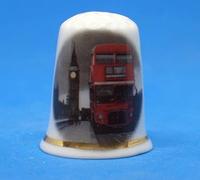 Lot de trois dés à coudre en porcelaine de Chine à collectionner, scènes de Londres