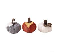 Lot de trois figurines de citrouille sur le thème de l'automne adaptées pour la décoration saisonnière, y compris les événements de Thanksgiving et d'Halloween