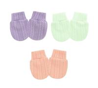 Lot de trois gants de protection pour bébé flexible pour éviter les rayures du visage Couvre-mains en coton pour bébé pour peau délicate